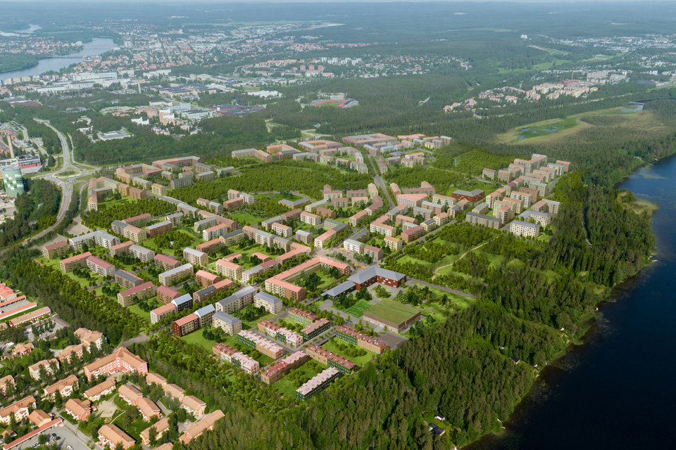 En ny flygbildmontage över Tomtebo strand.