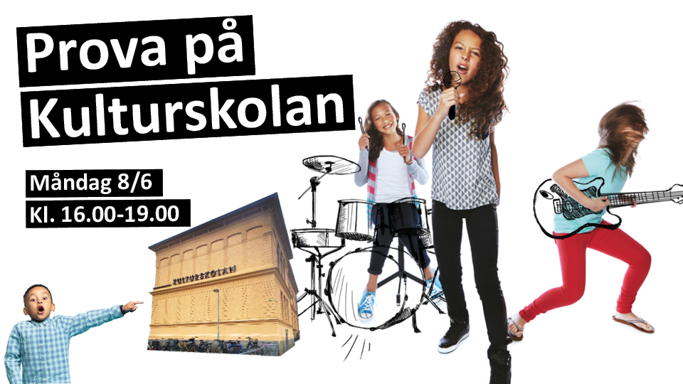 bild på barn som spelar musik och på huset 