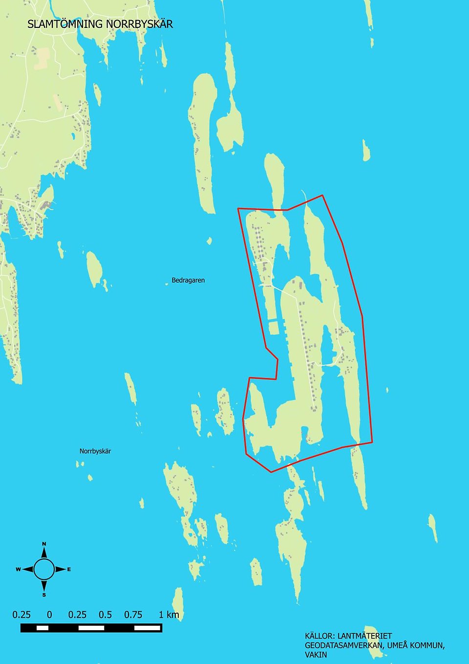 Karta för slamtömning på Norrbyskär.