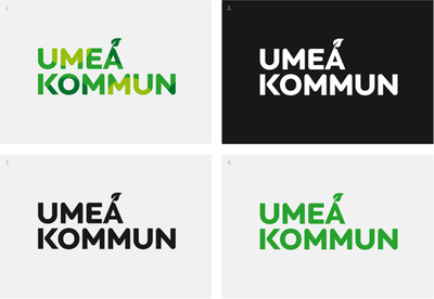 Illustration. Fyra varianter av logotypen.